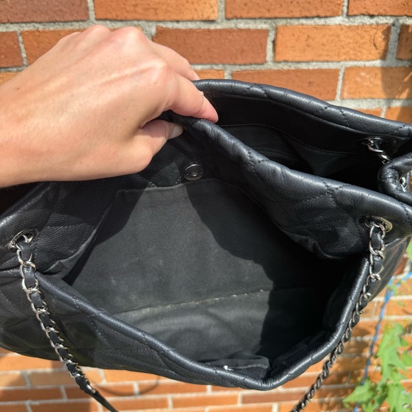 Chanel Black Quilted Leather Shopper Tote Shoulder Bag Silver Hardware - Picture 11 of 17